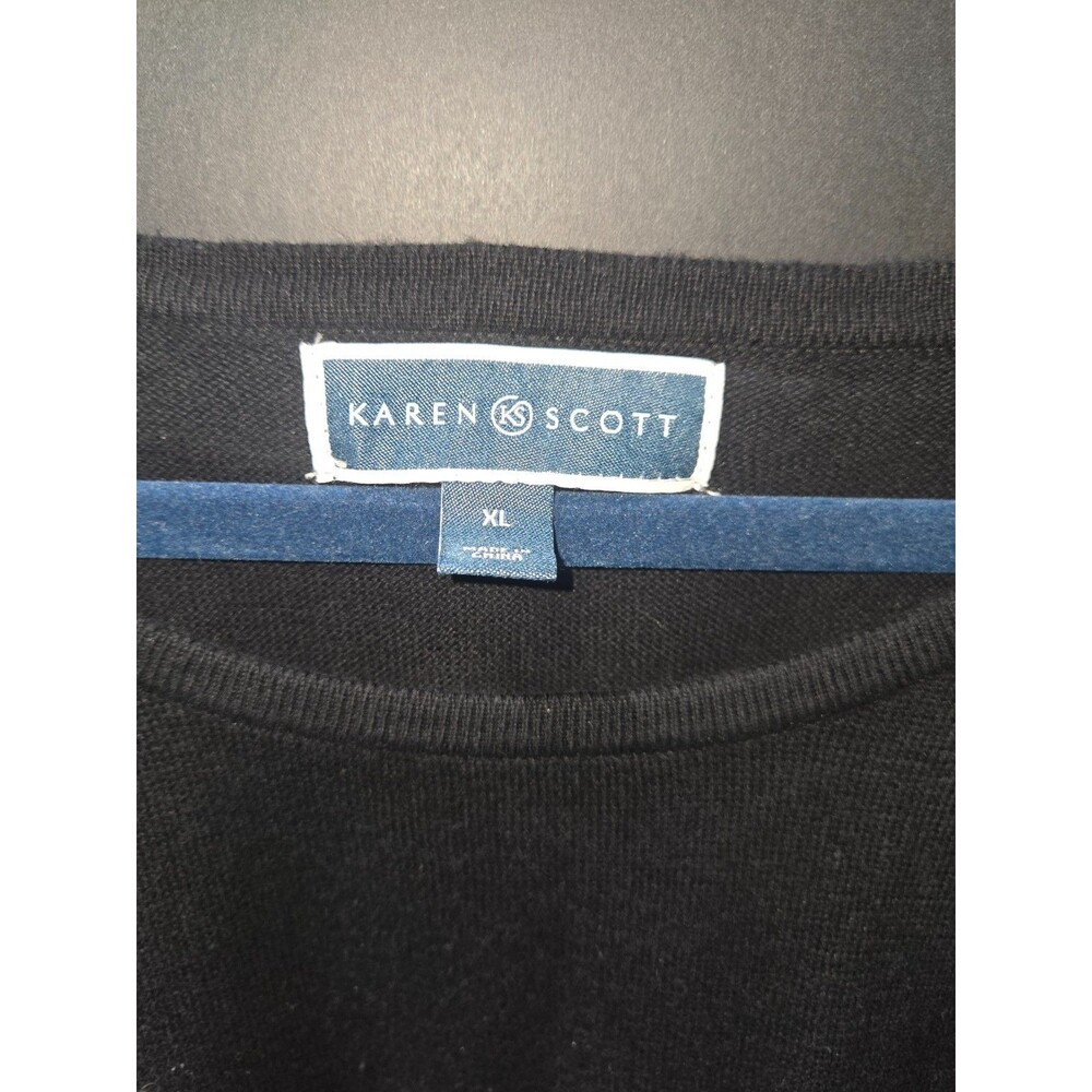 Karen Scott Colorblock Striped Sweater - Black White Grey - Womens XL - Knit - Picture 2 of 4
